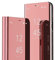 COMAKU Mirror Folio Case for Oppo Reno 8 Pro 5G (Reno8 Pro 5G), Premium Smart View Cover with Clear Time Window - Rose Gold
