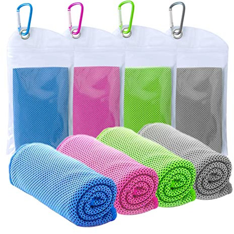 SZELAM 40/''x 12/''kühlende Handtücher, 4 Pcs kühlende Handtuch für Hals und Gesicht, Fitness-HandtücherYoga, Golf, Camping, Outdoor-Sporthandtuch sofortige Kühlung, Blau-grau-rose Rot-grün