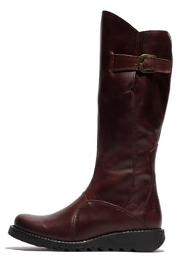 Fly London Women's Mol 2 Zip up Boots, Wine Black Sole, 2.5 UK