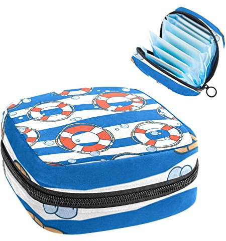 Lifebuoy Nautical Period Pouch Portable,Tampon Storage Bag for Sanitary Napkins
