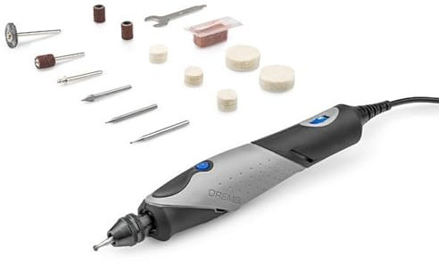 Dremel 2050 Stylo+ - Grabador eléctrico, versátil kit de herramientas de grabado artesanal con 15 accesorios y portabrocas múltiples con embalaje de cartón para grabar vidrio, joyería, regalos hechos
