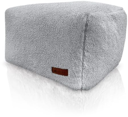 Aiire Reposapies Puff Salon Borreguito - 50x40x30 cm Puf Cuadrado Moderno o Taburete para Reposa Pies Sofa - Cojin de Suelo XXL para Decoracion Habitación Adolescente o Bean Bag Gamer Gris