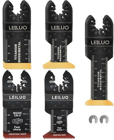 LEILUO 20 st multiverktyg sågblad professionellt skärset japanska tänder titan oscillerande sågblad universaltillbehör med förvaringsväska
