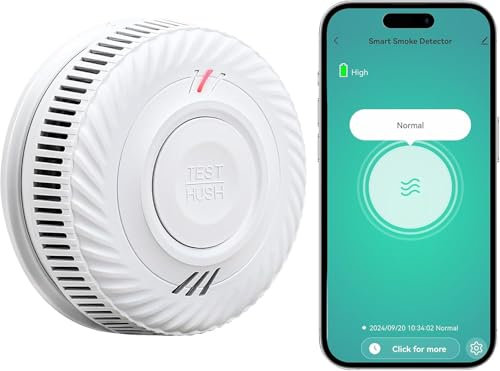 Détecteur de fumée Intelligent, Alarme Incendie, Alarme de fumée avec capteur photoélectrique avancé, Surveillance à Distance Via app avec Batterie de 10 Ans de durée de Vie, Alarme de 85 DB. 1PCS