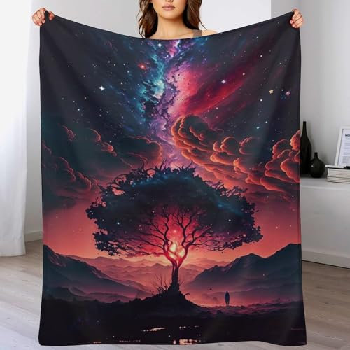 GGJJTT Decke Kosmischer Lebensbaum Decken Tagesdecke - Weiche Flannel Decke Sofadecke - Wohndecke Sofaüberwurf Bettüberwurf 150×200cm