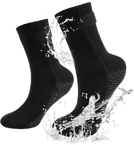 Ahaimy Dykskor, strandstrumpor, volleybollstrumpor, vattentäta strumpor, simstrumpor, för dykning, surfing, segling, universella damer, män, svart, X-Large