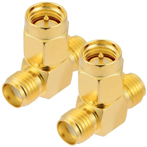 Vecys 2 Piezas Adaptador SMA Divisor en T SMA Macho a Doble Hembra 3 Vías Divisor de Antena Conector Converter 50 Ohm