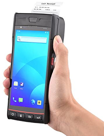 Handhållen POS -terminal med Skrivaren Android 9.0 PDA för Stormarknadsrestauranglager (Black with scanner function) (Black without scanner function)