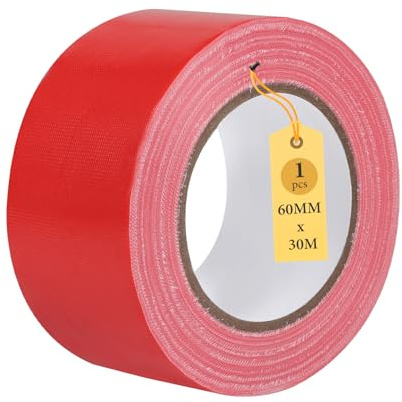 Supaway Nastro Tessuto Rosso 60 mm x 30 m, Nastro Adesivo Impermeabile, 1 x Rulli Extra Forti, Universale per Riparazioni di Tubi, Tappeti, Sigillature, Fai-da-te, Progetti di Casa e Uso Generale