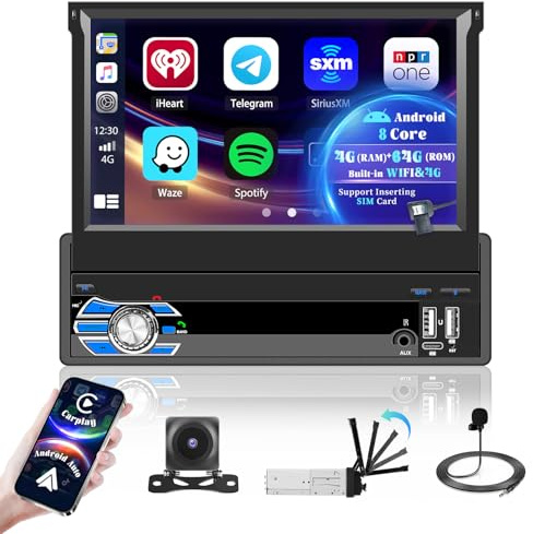 1 din android bil med 7-tums pekskärm carplay-display android bilradio-display bilradio 1 din med navigation 7-tums skärm android bilradio 15 singel-din bilradio 6+128g bilradio med stretchskärm infäl