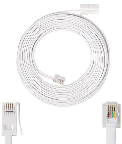10m BT to RJ11 Cable UK Telephone Cable Plug to RJ11 Lead for Landline ADSL Modem 6P2C 2-Pin Extension Lead for Router, ADSL Broadband, Fax Dial-Up, Home & Office Fax Modem