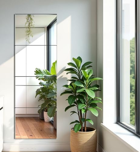 EONAZE Espejo de Baño Espejos de Pared Espejo Adhesivo Puerta Armario sin Marco Espejos Autoadhesivos Acrílico para Entrada Recibidor Baño Sala de Estar Dormitorio (4 Piezas)