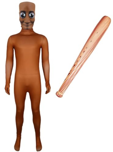 Barn, italiensk brainröd, cosplay, dräkt, Tung Tung, Sahur overall med mask, uppblåsbar klubba för halloween, karneval och fest, pojkar, flickor, outfit set 1# + mask + uppblåsbar stav 160