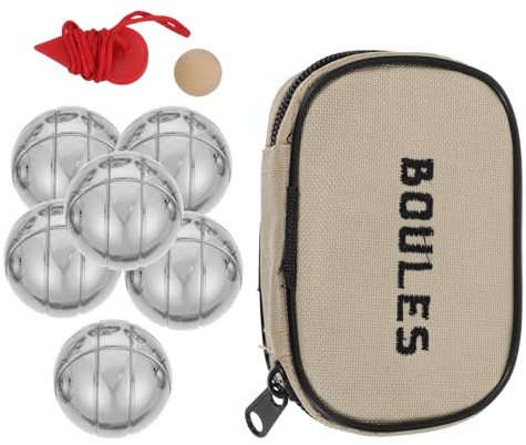 Gogogmee 6pcs Chrome Plated Titanium Iron Spheres Bocce Ball Set 3.2cm Metal Grass Croquet Balls for Outdoor Lawn Bocce Game Leisure Sports