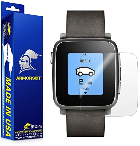ArmorSuit Pebble Time Steel Screen Protector (2 Pack) Full Coverage MilitaryShield Screen Protector for Pebble Time Steel -HD Clear Anti-Bubble