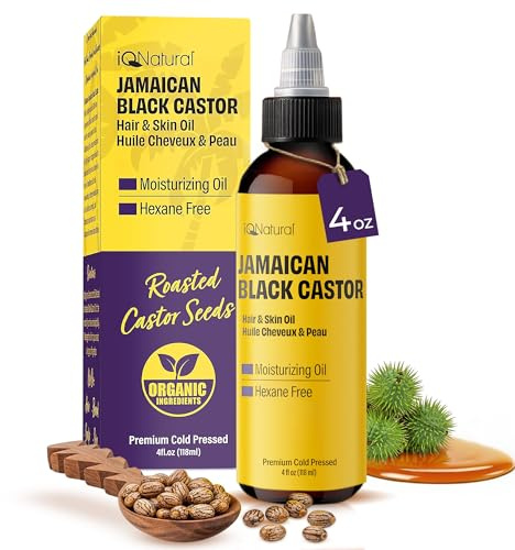 IQ Natural's 100% Cold Pressed Jamaican Black Castor Oil for Hair Growth and Skin Conditioning - 118 ml/4 oz Bottle,