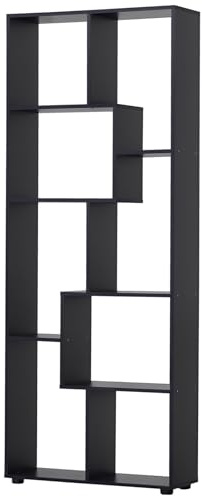 HOMCOM Bookshelf Tall Bookcase Modern Room Divider 70 x 24 x 178 cm Black