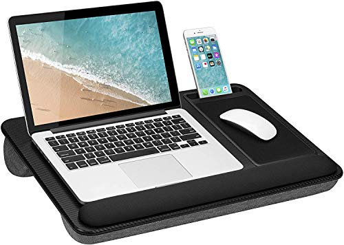 SEFFO Deluxe Lap Desk Laptop Stand Portable Tray With Cushion, Built-In Mouse Pad And Wrist Rest, Up To 15.6