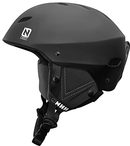 NHH Ski Helmet Snowboard Helmet - Snow Sports Helmet Goggles Compatible Removable Liner and Earpads for Men Women and Youth (Black, S (19.3-21.3/49-54cm))