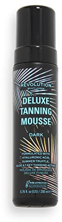 Makeup Revolution Beauty, Deluxe Tanning Mousse, Non Sticky Formula with Hyaluronic Acid, Dark, 200ml