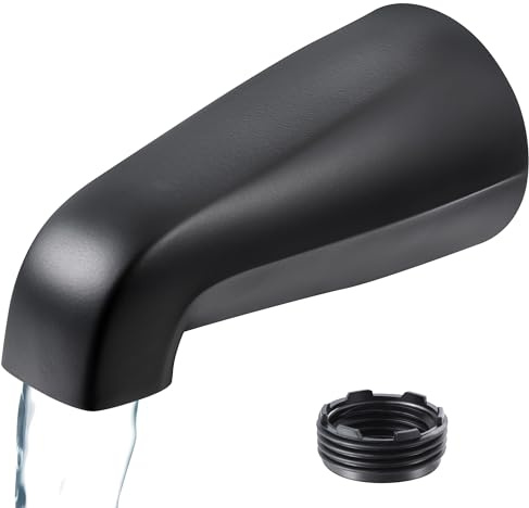Dreyoo Universal Bath Tub Spout with Adapter, 5 Bathroom Bathtub Faucet Spout Without Diverter, Fits for 1/2'', 3/4'' IPS Inside Thread Connection and Tub/Shower Faucet Brands(Matte Black)