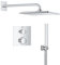 GROHE Precision Thermostatique, Ensemble de Douche Encastré 2 sorties, Douche de Tête Vitalio Rain Mono Cube 310, Douchette Vitalio Joy Cube Stick 1 jet, Flexible 1,5 m, Chromé, 34881000