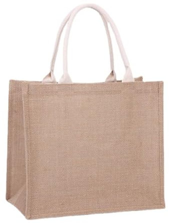 QIUPFGUT Jute-Tasche, Jute Tote Bag, Cotton Pocket Jute Shopper,Jute-Tasche Damen Shopper, große Einkaufs-Tasche mit Henkel, Einkaufskorb,Tragetasche, Einkaufstasche(36 * 32 * 18cm)