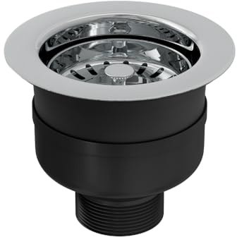 Top Fix Kitchen Sink Strainer – 90mm Stainless Steel Kitchen Sink Basket Strainer - Design for Easy DIY Installation | Watertight Seal, Drop-In Assembly (Chrome)