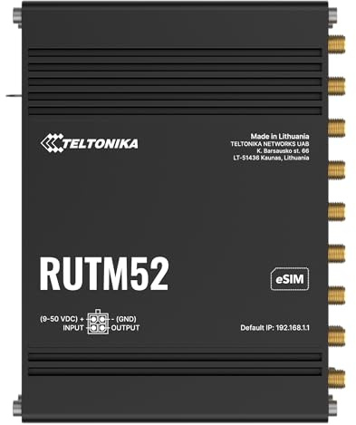 Teltonika RUTM52 Dual 5G Router – 4G LTE Cat 20, Dual Modem, Dual SIM, Dual eSIM, WiFi 5, 5x High-Speed Ethernet, Auto Failover