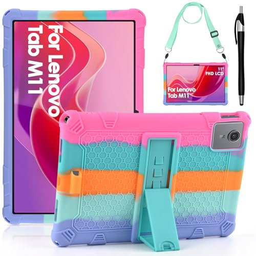 KATUMO Custodia in silicone per bambini per Lenovo Tab M11 (11 pollici) 2024 Tablet TB330FU/331FC Custodia con tracolla e pennino capacitivo per Lenovo Tablet Tab M11