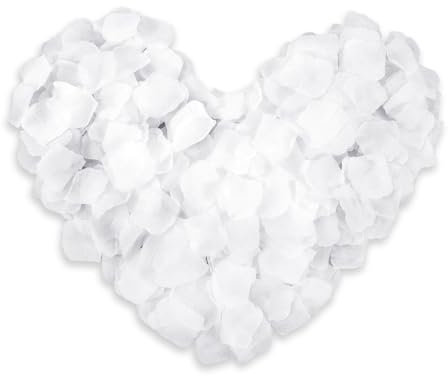 Piriuuo 1000 petali di rosa bianchi, petali di rosa artificiali, fiori sparsi per matrimonio per fidanzamenti, decorazioni per matrimoni, feste, romantiche, San Valentino, proposte di matrimonio