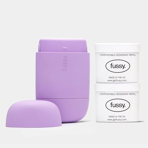 Fussy Refillable Natural Deodorant - Lilac Case & Variety Refill Pack x2