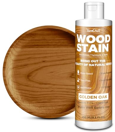 Holzbeize Goldene Eiche 250ml Wasserbasierte Holzlasur, Innen & Außen für alle Holzarten, Möbel, Schränke, Türen, Fenster, Regale, Schnelltrocknend, Geruchsarm, Ungiftig, Einfach Aufzutragen, Matt