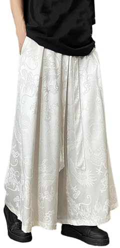 Pantaloni chino da uomo con motivo drago, alla moda, stile streetwear, stile tradizionale asiatico orientale, casual, urbano, slip leggero per mezza stagione