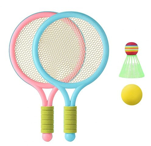StaZamor Set di Racchette da Tennis per Bambini Racchetta da Badminton in plastica per Bambini con Pallina da Badminton Pallina da Tennis.