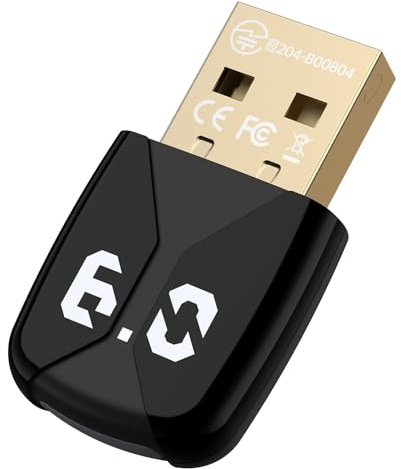 USB Bluetooth Adapter for PC, Plug and Play EDR&BLE Bluetooth 6.0 Adapter Blue Tooth Dongle Receiver for PC, Laptop, Desktop, Keyboard, Mouse, Headphone, Speakers, Printer, Support Windows 11/10/8.1/7