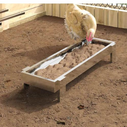 Generico Mangiatoia per polli Argento 80 x 28 x 13.5 cm Acciaio zincato,Ciotole, distributori di Cibo, distributori di Acqua per Animali Domestici,874623