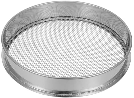 SHINYPASING Setaccio da Giardino in Acciaio Inossidabile 35 Cm con Maglie Larghe 4 Mm, Strumento per Setacciatura e Selezione Terreno, Colino per Compost e Ghiaia, per Attività di