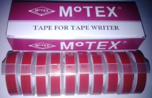 Motex BOX of 10 RED Embossing Label Maker Tapes 9mm x 3m