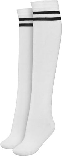 Urban Classics TB770 Damen Matt Fein Kniestrümpfe Ladies College Socks Mehrfarbig (Wht/Blk 224), 37/38 (Herstellergröße: 36-39)
