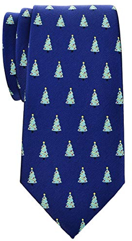 Retreez Corbata de microfibra de Patrón de Árbol de Navidad de Navidad para hombres Azul marino