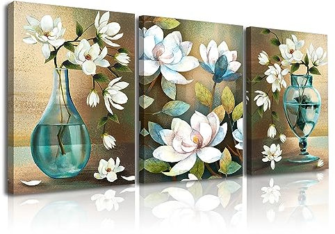 PIY PAINTING Stampe e quadri su tela La fortuna arriva con Fiori che sbocciano Immagine Pittura Tela Wall Art Canvas Impermeabile per Home Room Decor Regalo di Anniversario 30x40cm 3er