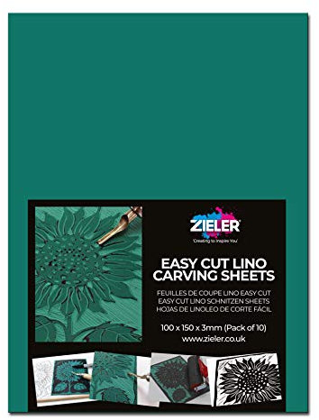 Zieler® Linoldruckblockbögen, doppelseitig, leicht zu schnitzen, weicher Linolblock, A6 (150 x 100 x 3 mm), ideal für Schule oder Zuhause, 10 Stück