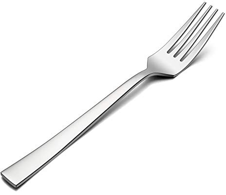 Salad Forks Set of 12, E-far 6.7 Inch Stainless Steel Dessert Forks for Home, Kitchen or Restaurant, Non-toxic & Mirror Polished, Squared Edge & Dishwasher Safe