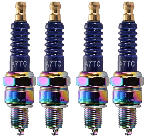 WOOSTAR Zündkerzen A7TC Ersatz für GY6 Taotao Db17 125 Dirtbike 50ccm 70ccm 90ccm 110ccm ATV Moped Go Kart Roller Packung mit 4 Stück