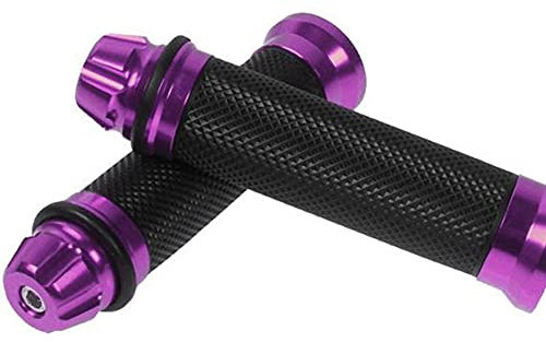 Gummi Motorradgriff, Asudaro Fahrrad Lenkergriffe Griff 1Paar Universal Motorrad Griff Aluminium + Gummi Anti-Rutsch-Lenkergriffabdeckung Handgriffe Links Rechts für Motorrad Dirt Bike,Lila