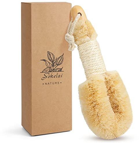 Brosse de brossage à sec pour le corps – Brosses exfoliantes pour le corps – Poils en sisal naturel pour drainage lymphatique, cellulite, exfoliant corporel pour le bain et la douche pour améliorer la