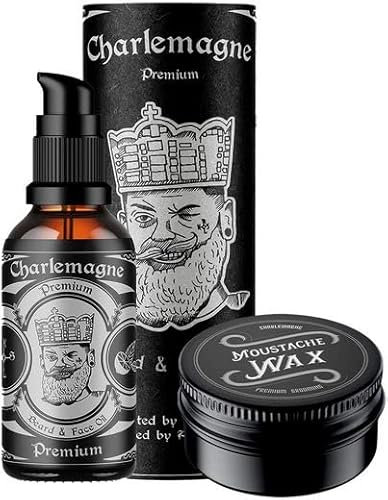 Charlemagne Bartpflege-Set für Männer - Bestehend aus Bartöl & Moustache Wax - Geschenkset, Barber-Qualität & Beauty - Bartpflege Set für Männer - Bart Waxing Set - Made in Germany