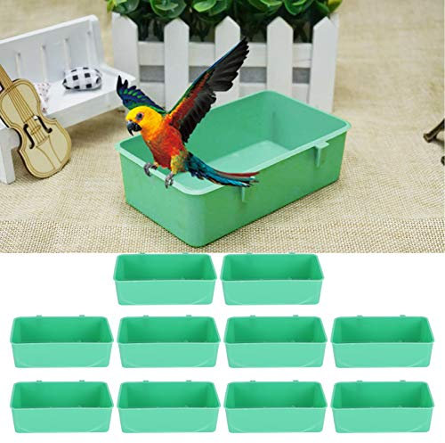 Leftwei 10Pcs Bird Food Water Feeder, Bird Seed Food Feeding Watering Dish Cups Plastic Hanging Bowl Trough Bird Bathtub Accessories for Poultry Parrot Pigeon Parakeet Budgie Cage