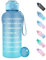 WEMEET Trinkflasche 1.5 Liter, Wasserflasche Auslaufsicher, 1500ml Trinkflasche Sport Kohlensäure Geeignet, BPA Frei Sportflasche mit Filter und Zeitmarkierung für Fahrrad, Fitness BLAU BLAU